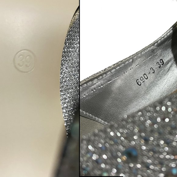 Geyunya Glitter Silver Sparkle Crystal Effect Cinderella Bridal Prom Heels - Picture 8 of 17